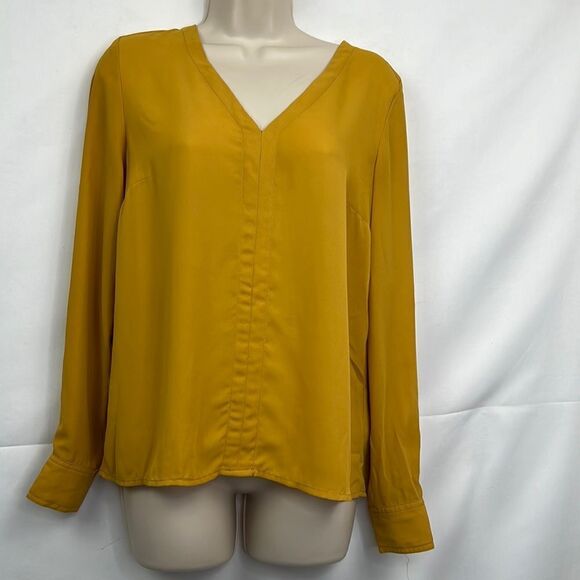 Dalia Pop over long sleeve blouse in mustard EUC size small - Picture 1 of 11